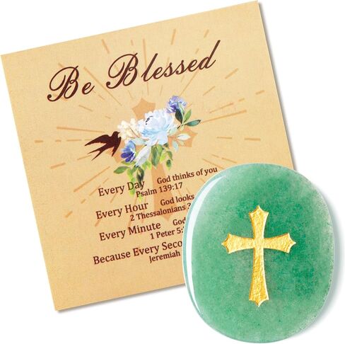 YATOJUZI Worry Stone for Anxiety Rose Quartz Thumb Pocket Stone Natural Crystals and Healing Stones Hand-Carved Crucifix Cross Crystal Gemstones for Stress Relief Prayer Guard Meditation in Saudi Arabia