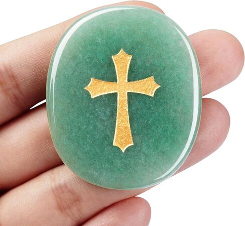 YATOJUZI Worry Stone for Anxiety Rose Quartz Thumb Pocket Stone Natural Crystals and Healing Stones Hand-Carved Crucifix Cross Crystal Gemstones for Stress Relief Prayer Guard Meditation in Saudi Arabia