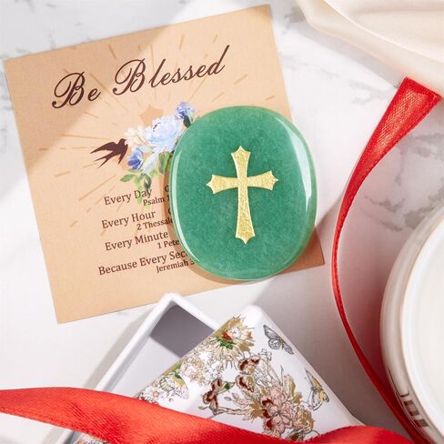 YATOJUZI Worry Stone for Anxiety Rose Quartz Thumb Pocket Stone Natural Crystals and Healing Stones Hand-Carved Crucifix Cross Crystal Gemstones for Stress Relief Prayer Guard Meditation in Saudi Arabia