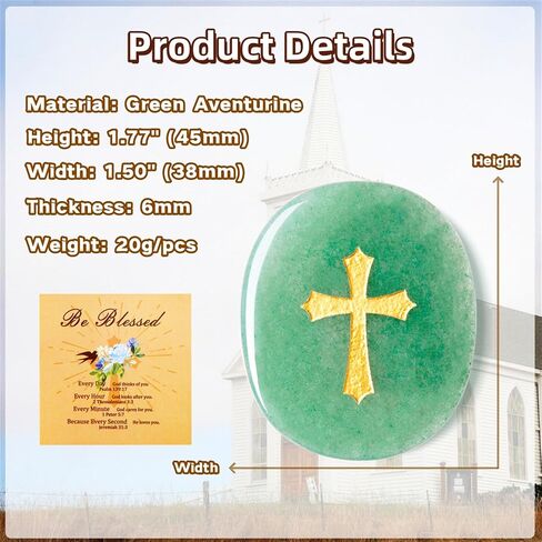 YATOJUZI Worry Stone for Anxiety Rose Quartz Thumb Pocket Stone Natural Crystals and Healing Stones Hand-Carved Crucifix Cross Crystal Gemstones for Stress Relief Prayer Guard Meditation in Saudi Arabia