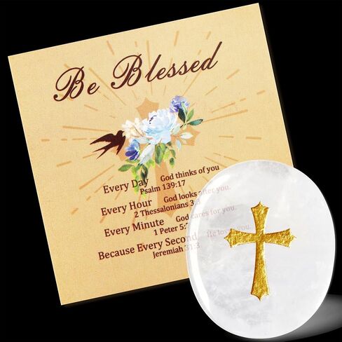 YATOJUZI Worry Stone for Anxiety Rose Quartz Thumb Pocket Stone Natural Crystals and Healing Stones Hand-Carved Crucifix Cross Crystal Gemstones for Stress Relief Prayer Guard Meditation in Saudi Arabia