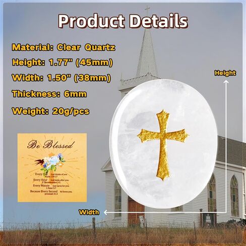 YATOJUZI Worry Stone for Anxiety Rose Quartz Thumb Pocket Stone Natural Crystals and Healing Stones Hand-Carved Crucifix Cross Crystal Gemstones for Stress Relief Prayer Guard Meditation in Saudi Arabia