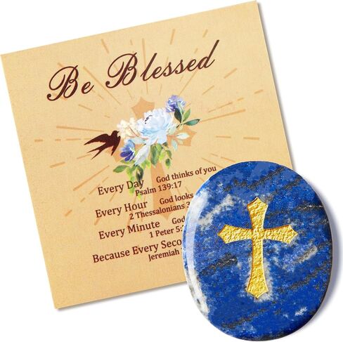 YATOJUZI Worry Stone for Anxiety Rose Quartz Thumb Pocket Stone Natural Crystals and Healing Stones Hand-Carved Crucifix Cross Crystal Gemstones for Stress Relief Prayer Guard Meditation in Saudi Arabia