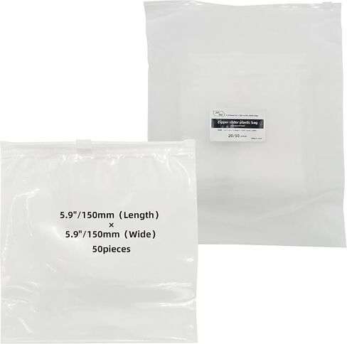 5.9"x 5.9"（50 Count）Frosted Clear Plastic Bags Frosted Clear Plastic Bags,Resealable Polypropylene Poly Bags for Packaging,Self Seal & Reinforced -Storage Bags with Slider Closure(Transparent type) (5.9 x 5.9) in Saudi Arabia