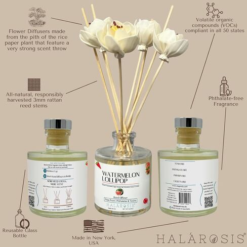 Halárosis All-Natural Reed Diffusers - Rattan Sticks for Best Performance - Long-Lasting Room Filling Fragrance - Luxurious Reed Diffuser for Any Occasion (Lavender) 8 Straight Reeds in Saudi Arabia