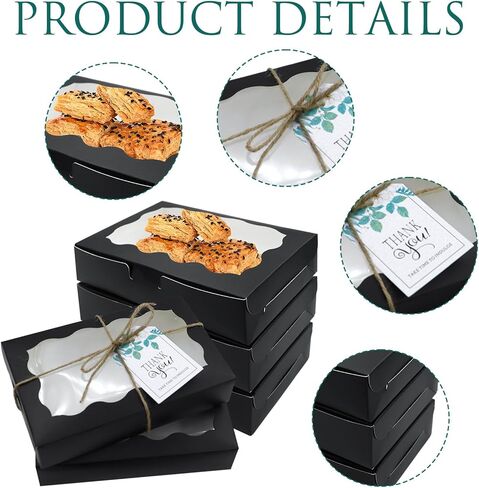 صندوق معجنات مكون من 36 قطعة مع نافذة شفافة مقاس 7 بوصة × 4.3 بوصة × 1.5 بوصة صندوق خبز ورقي كرافت للحلوى والحلوى والدونات والفطائر والكب كيك والمافن والماكارون in Kuwait