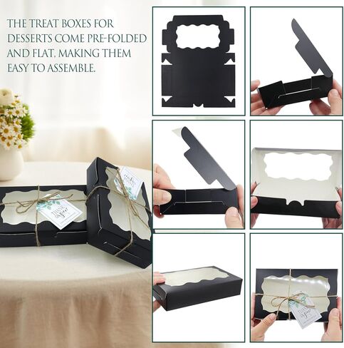 صندوق معجنات مكون من 36 قطعة مع نافذة شفافة مقاس 7 بوصة × 4.3 بوصة × 1.5 بوصة صندوق خبز ورقي كرافت للحلوى والحلوى والدونات والفطائر والكب كيك والمافن والماكارون in Kuwait