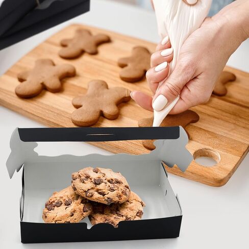 صندوق معجنات مكون من 36 قطعة مع نافذة شفافة مقاس 7 بوصة × 4.3 بوصة × 1.5 بوصة صندوق خبز ورقي كرافت للحلوى والحلوى والدونات والفطائر والكب كيك والمافن والماكارون in Kuwait