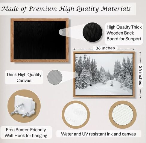 Induslyfe Framed Wall Art Decor Classical Oil Painting Canvas Prints Landscape Wall Art Cloud and Pine in Winter Snow Sage Green Vintage Wall Art for Home Bathroom Living Room Kitchen 24x36in in Saudi Arabia