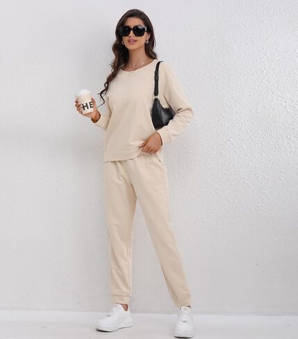 DAVID ARCHY Womens Sweatsuits 2 Piece Set 2024 Casual Sweat set for women Pullover and Jogger Sweatpants Tracksuit Lounge Set in Kuwait