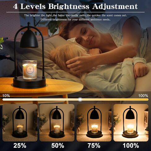 CANMEIJIA Candle Warmer Lamp with Timer,Dimmable Electric Candle Warmer for Jar Candles,Mothers Day Gifts for Mom,Black Wax Warmer Lamp as Home Decor Gifts for Women(2*GU10 Bulbs Included) in Saudi Arabia