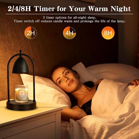 CANMEIJIA Candle Warmer Lamp with Timer,Dimmable Electric Candle Warmer for Jar Candles,Mothers Day Gifts for Mom,Black Wax Warmer Lamp as Home Decor Gifts for Women(2*GU10 Bulbs Included) in Saudi Arabia