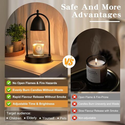CANMEIJIA Candle Warmer Lamp with Timer,Dimmable Electric Candle Warmer for Jar Candles,Mothers Day Gifts for Mom,Black Wax Warmer Lamp as Home Decor Gifts for Women(2*GU10 Bulbs Included) in Saudi Arabia