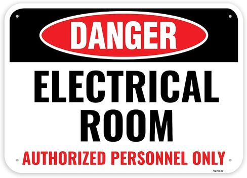 1PC Electrical Room Sign, 14 x 10 Inches - Aluminum - Electric Room Signage For Doors - Authorized Personnel Only in Saudi Arabia
