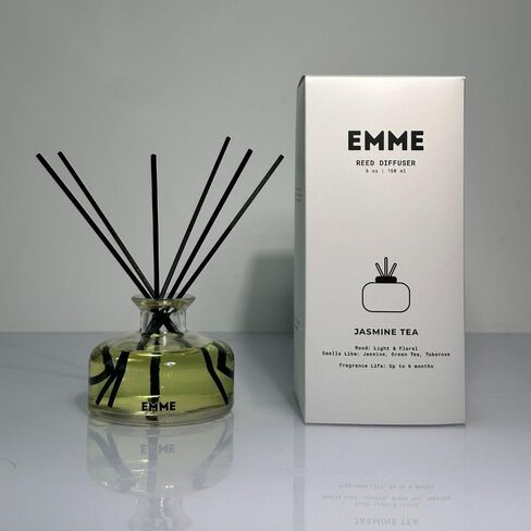 موزع روائح شاي الياسمين المعطر من EMME NYC، آمن للحيوانات الأليفة، طبيعي، غير سام، لم يتم الإساءة إلى الحيوانات في تصنيعه، ديكور الغرفة، ديكور المنزل، ديكور الحمام، إكسسوارات الحمام، ديكور غرفة النوم، معطرات الهواء للمنزل، 6 أونصة in Saudi Arabia