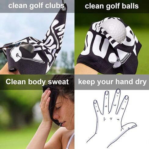 Golf Towel, Printed Golf Towels for Golf Bags with Clip, Golf Accessories Funny Golf Gift for Men Women Golf Fan Golfer Husband Boyfriend Dad, Birthday Gifts for Golf Fan(2) in Saudi Arabia