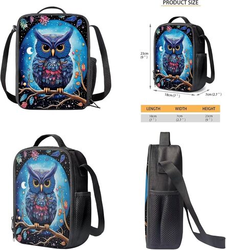 Owl School Backpack Set 4 Pcs with Pencil Case Lunch Box Water Bottle Holder MultiPurpose Comfortable Kids Backpack for for Kindergarten Elementary School Students Lunch Bag for Boy 5-7 in Saudi Arabia