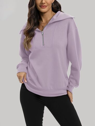 Womens Sweatshirts Half Zip Cropped Pullover Long Sleeve Quarter Zipper Hoodies Trendy Fall Outfits Clothes in Saudi Arabia
