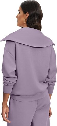 Womens Sweatshirts Half Zip Cropped Pullover Long Sleeve Quarter Zipper Hoodies Trendy Fall Outfits Clothes in Saudi Arabia