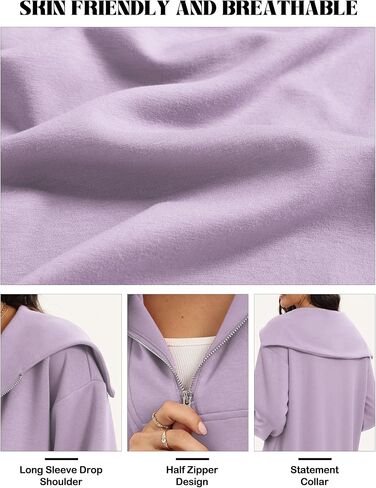 Womens Sweatshirts Half Zip Cropped Pullover Long Sleeve Quarter Zipper Hoodies Trendy Fall Outfits Clothes in Saudi Arabia