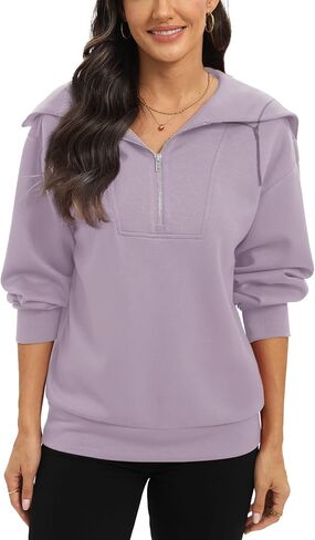 Womens Sweatshirts Half Zip Cropped Pullover Long Sleeve Quarter Zipper Hoodies Trendy Fall Outfits Clothes in Saudi Arabia