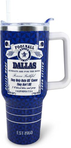 40 oz Tumbler for Dallas Football Fans Gifts for Men Women Ideas - 40 oz Tumbler with Handle and Straw Lid Leak Proof Dallas Cup Coffee Mug in Saudi Arabia