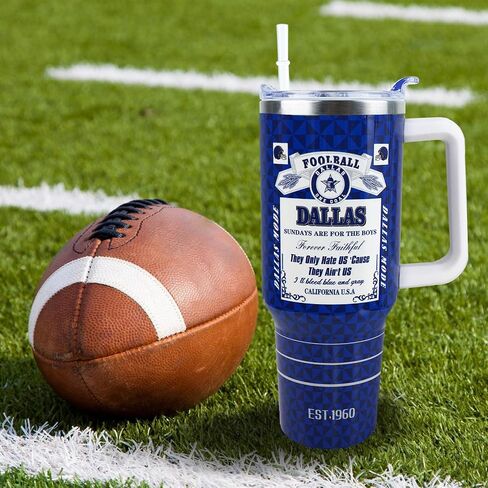 40 oz Tumbler for Dallas Football Fans Gifts for Men Women Ideas - 40 oz Tumbler with Handle and Straw Lid Leak Proof Dallas Cup Coffee Mug in Saudi Arabia
