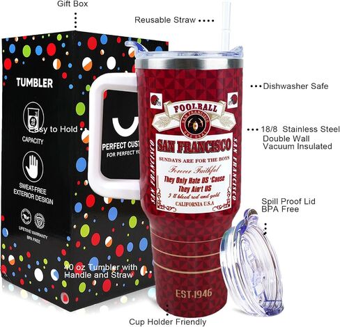 40 oz Tumbler for Dallas Football Fans Gifts for Men Women Ideas - 40 oz Tumbler with Handle and Straw Lid Leak Proof Dallas Cup Coffee Mug in Saudi Arabia
