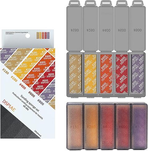 Practical Model Sanding Sponge Combo #180-#800#1000-#2500 Polishing Sandpaper Model Making Tool (#180-#800 (#180, 280, 400, 600, 800)) in Saudi Arabia
