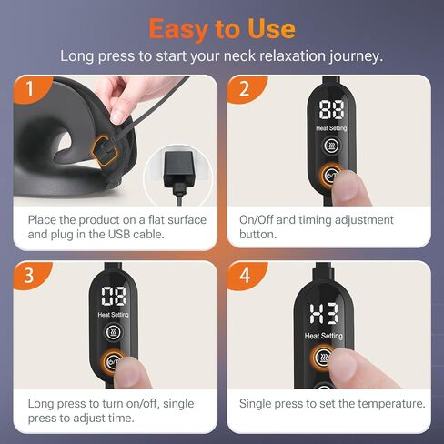 Neck Stretcher with Larger Graphene Heating Pad, Heated Cervical Traction Device in "e"-Shape for Moderate Neck Traction & Neck Pain Relief, Neck Relaxer with 6 Heat Levels & 3 Timer Functions in Saudi Arabia