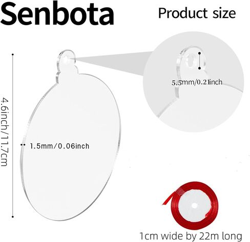 50 Pcs Round Clear Ornaments 4 inch Blank Acrylic 2024 Christmas Ornaments Clear Disc Ornament with Holes for Christmas Trees Yard Decor Labels in Kuwait