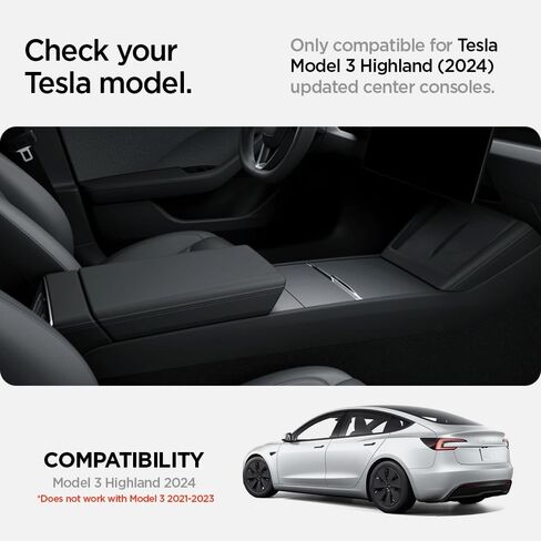 منظم وحدة التحكم بمسند الذراع من Spigen (إصدار كربوني) مصمم لتحديث Tesla Model 3 2024 (Highland) in Kuwait