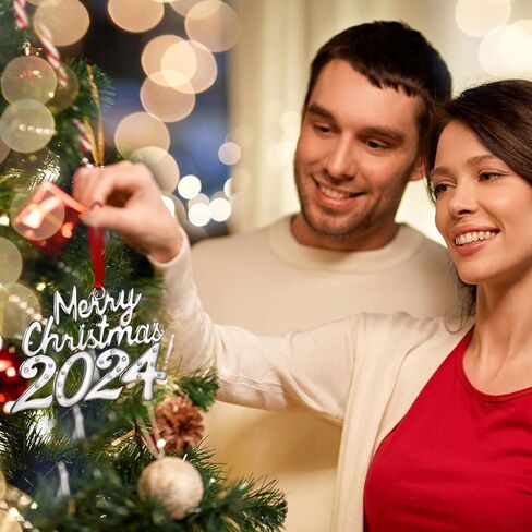 Ferraycle 2 قطعة زخرفة عيد الميلاد 2024 تذكار عيد الميلاد 2024 زخرفة مؤرخة شجرة عيد الميلاد الفضية زينة معلقة زينة معدنية معلقة لشجرة عيد الميلاد إكليل ديكور لوازم الحفلات in Saudi Arabia