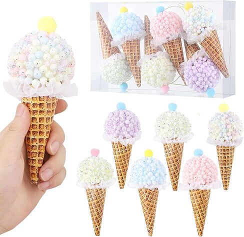 Christmas Tree Ice Cream Ornaments, 6 Pcs 6.7 Inch Pastel Color Christmas Decorative Hanging Ornaments for Xmas New Year Holiday Party Supplies in Saudi Arabia