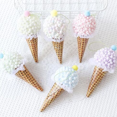 Christmas Tree Ice Cream Ornaments, 6 Pcs 6.7 Inch Pastel Color Christmas Decorative Hanging Ornaments for Xmas New Year Holiday Party Supplies in Saudi Arabia