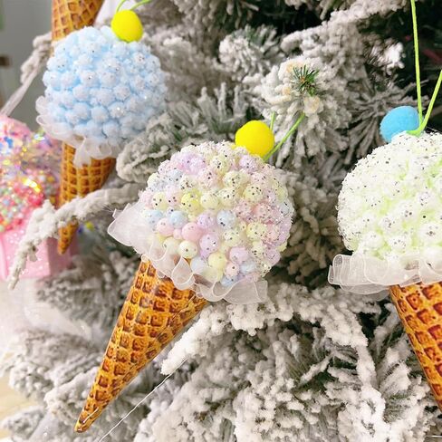 Christmas Tree Ice Cream Ornaments, 6 Pcs 6.7 Inch Pastel Color Christmas Decorative Hanging Ornaments for Xmas New Year Holiday Party Supplies in Saudi Arabia