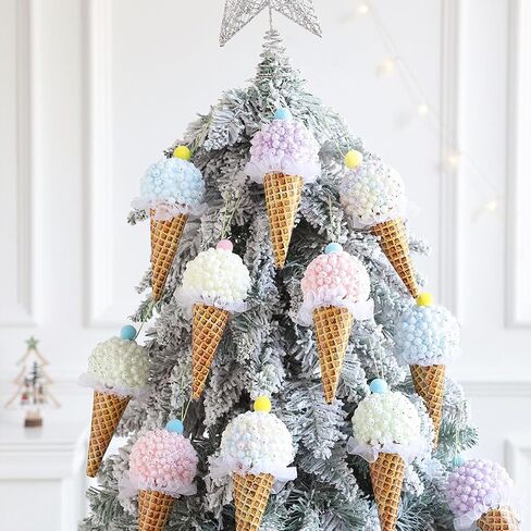 Christmas Tree Ice Cream Ornaments, 6 Pcs 6.7 Inch Pastel Color Christmas Decorative Hanging Ornaments for Xmas New Year Holiday Party Supplies in Saudi Arabia