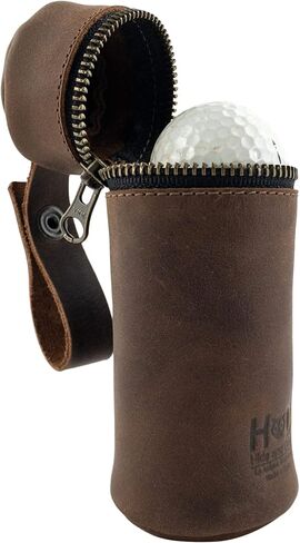 Hide & Drink, Cylinder Golf Bag Handmade from Full Grain Leather - Portable Ball Case with Hanger, Sports & Outdoors Accessories - Bourbon Brown in Saudi Arabia