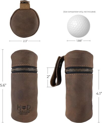 Hide & Drink, Cylinder Golf Bag Handmade from Full Grain Leather - Portable Ball Case with Hanger, Sports & Outdoors Accessories - Bourbon Brown in Saudi Arabia