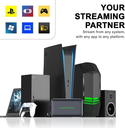 بطاقة التقاط خارجية HDMI مزدوجة القناة، بطاقة التقاط فيديو صوتية خارجية وتسجيل بدقة 1080 بكسل/60 إطارًا في الثانية متوافقة مع Xbox Series X/S، PS5/PS4/Pro، Nintendo Switch on OBS، Zoom وPC/Mac in Kuwait