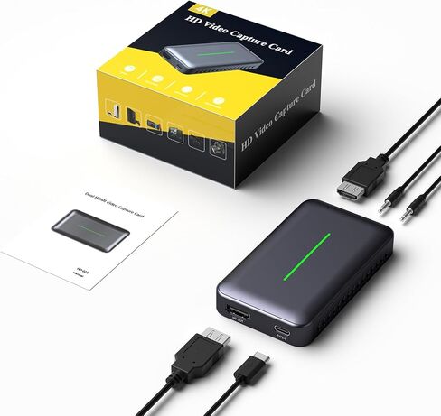 بطاقة التقاط خارجية HDMI مزدوجة القناة، بطاقة التقاط فيديو صوتية خارجية وتسجيل بدقة 1080 بكسل/60 إطارًا في الثانية متوافقة مع Xbox Series X/S، PS5/PS4/Pro، Nintendo Switch on OBS، Zoom وPC/Mac in Kuwait