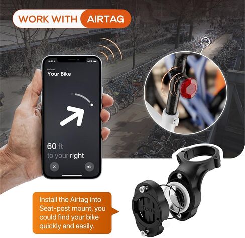 TUSITA Airtag Bike Mount, Hidden Bicycle Seatpost Mount Compatible with Apple Airtags & Garmin Varia, Anti-Theft Air tag GPS Tracker Bike Reflector Holder in Saudi Arabia