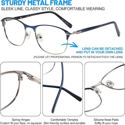 Blue Light Blocking Glasses Metal Frame Non Prescription Eyeglasses in Kuwait