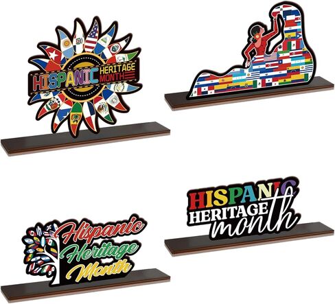 4 قطع من علامة الطاولة الخشبية لشهر التراث الإسباني، قطع مركزية لطاولة التراث الإسباني، شهر التراث الإسباني، ديكورات ومستلزمات للمنزل in Kuwait