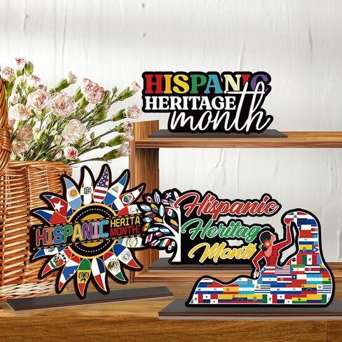 4 قطع من علامة الطاولة الخشبية لشهر التراث الإسباني، قطع مركزية لطاولة التراث الإسباني، شهر التراث الإسباني، ديكورات ومستلزمات للمنزل in Kuwait