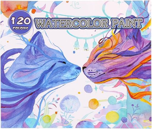 Gunsamg Watercolor Paint Set, 100 Colors Painting with Water Brush Pens, Professional Watercolor Paint Set for Kids, Adults, Art Supplies. 54 Premium Colors, 10 Fluorescent Colors, 36 Metallic Colors. in Kuwait