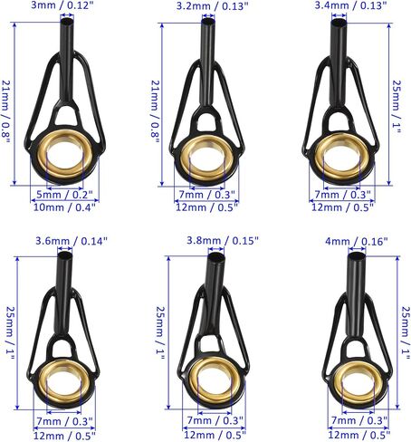 M METERXITY 30 Pack Fishing Rod Tip Repair Kit - Stainless Steel Ring Guide Replacement, Corrosion-Resistant, Apply to Fishing Rod (4.2-5.5mm Tube Dia, Black) in Saudi Arabia