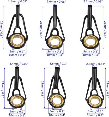 M METERXITY 30 Pack Fishing Rod Tip Repair Kit - Stainless Steel Ring Guide Replacement, Corrosion-Resistant, Apply to Fishing Rod (4.2-5.5mm Tube Dia, Black) in Saudi Arabia
