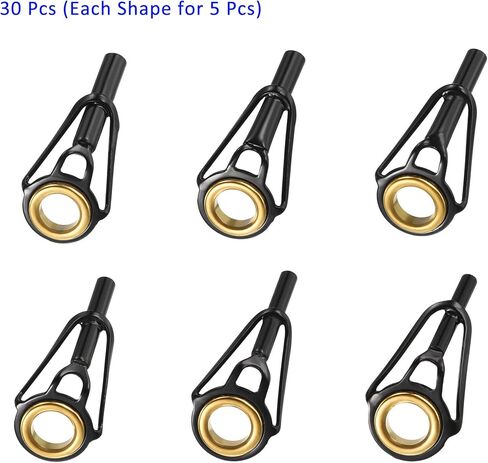 M METERXITY 30 Pack Fishing Rod Tip Repair Kit - Stainless Steel Ring Guide Replacement, Corrosion-Resistant, Apply to Fishing Rod (4.2-5.5mm Tube Dia, Black) in Saudi Arabia