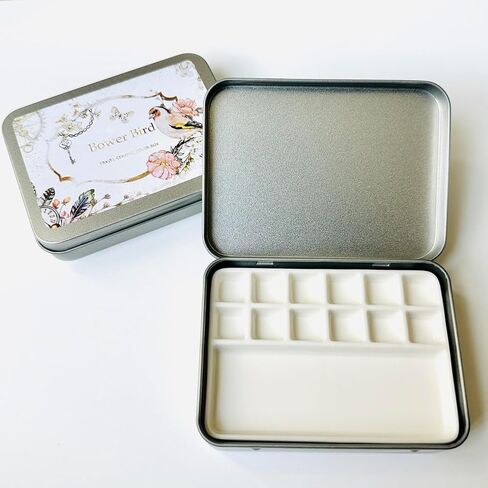 Bower Bird Travel Portable Ceramic Watercolor Palette 12 Well, Ceramic Palette, Porcelain Palette, Paint Palette in Saudi Arabia